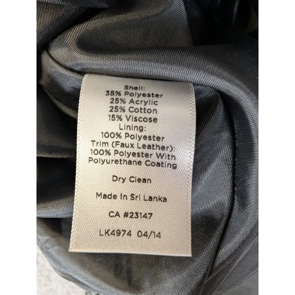 Talbots Tweed Skirt Faux Leather Trim Pockets Lined Black White Sz 16 Academia